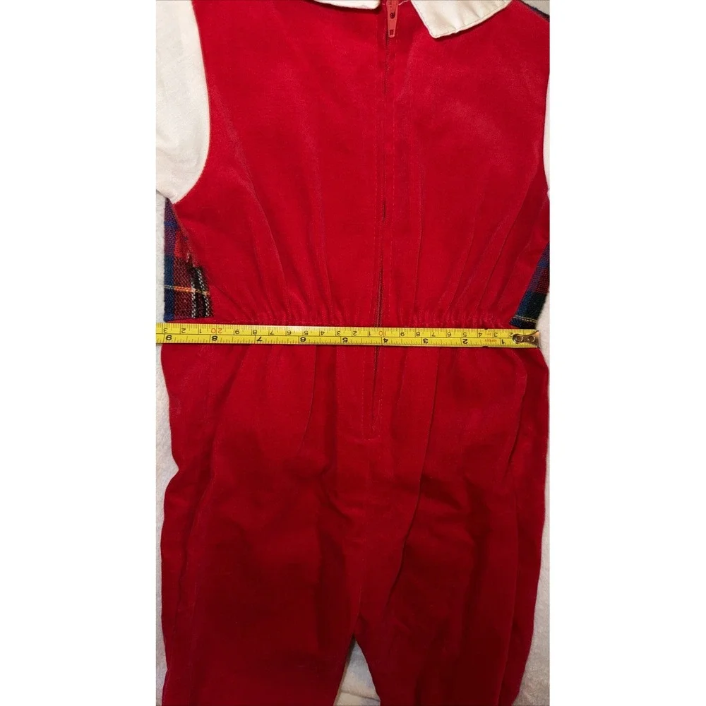 Vtg Little Goodies One Piece Baby Suit Vest Bow Tie Plaid Christmas Sz 18 M